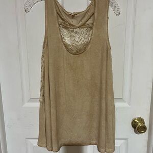 POL Tan Lace-Back Women's Tank Top